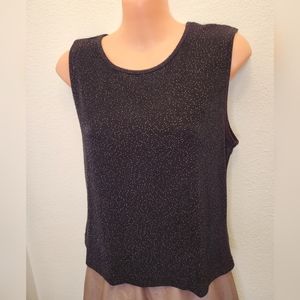 VINTAGE JKLA Black Sleeveless Glitter Sparkle Tank Top